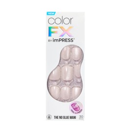 KISS imPRESS No Glue Mani Press-On Nails, Color FX, Rebel', Light White, Short Size, Squoval Shape, Includes 30 Nails, Prep Pad, Instructions Sheet, 1 Manicure Stick, 1 Mini File