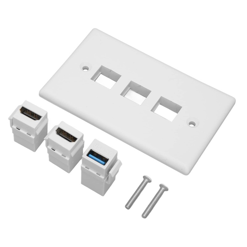 HD Multimedia Interface Ethernet USB Wall Plate 3 Port with