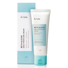 IUNIK Beta-Glucan Vegan Lightweight Non-Sticky Deep Moisture Watery Cream - Daily Moisturizer Quick Absorption Dry Mature Sensitive Fine lines Skin Naturally-Derived Korean Skincare (60ml)