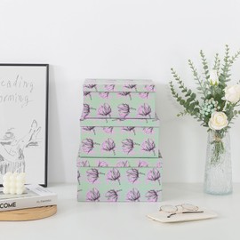 Soul & Lane Set of 3 Decorative Boxes with Lids, Square 11" x 11" Nesting Cardboard Storage for Home Décor in Green, Keepsake and Memory Boxes for Organizing, Sage Garden