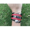 Softball Charm Bracelet (Black/Red) Bracelets, Adjustable Bracelet with Softball Charm.