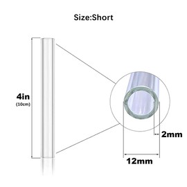 Reusable Clear Glass Blowing Tubes, 4 Inches (100mm) Length, 12MM OD, 2MM Wall Thickness, Set of 5 Tubes + Cleaning Brush + Protect Box