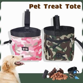 AIMALL Puppy Dog Training Treat Bag with Adjustable Drawstring & 2-in-1 Whistle Clicker | Waterproof Pouch for Training, Pet Play, and Obedience, Camouflage Design