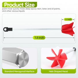 2-Pack Helix Paint Mixer Attachment for Drill - 11.8" Industrial Stirrer Paddle, 1 to 5 Gallon Epoxy Resin Mixer (Fits Concrete, Silicone, Thick Materials)​ (2 Pcs)