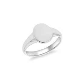 Tuscany Silver Unisex Sterling Silver Rhodium Plated 9mm x 10.7mm Oval Signet Ring #P