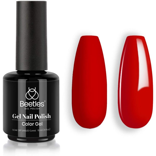 Beetles Gel Nail Polish, 1 Pcs 15ml Red Color Soak Off Gel Polish Nail Art Manicure Salon DIY at Home