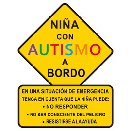 STICKY DUDE Niña con Autismo a Bordo, Calcomania Autismo para Carro, Spanish Mexico Autism Car Sticker, Car Truck Decal Sticker. Alert Responders, 5 inches