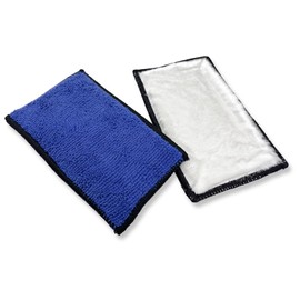 BWBWND 2PCS Car Interior Scrubbing Sponges, 5.9"x3.5" Auto Detailing Sponge Microfiber Interior Scrub Pad, Car Wax Applicator Scrubbing Sponges for Leather Vinyl Upholstery Cleaning (Blue & White)