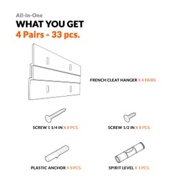 French Cleat 4 inch 4 Pairs Mirror Hanger Kit 50 lb Z Hanging Heavy Picture Mirror Frame Wall Mounting Bracket Hardware Duty Clips Hangers Brackets Mount Cleat Cabinet Shelf Hooks Art Board Canvas