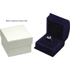 Navy Blue Color Luxury Velvet Ring Gift Box for Proposal, Wedding, Engagement, Birthday, Valentine' Day, Mother's Day, Christmas...Comes with an Extra Individual White Packer Box Premium Velvet Ring Jewelry Box Size 2.15〞(W)*2.15〞(D)*1.65〞(H)( Not a Bigg