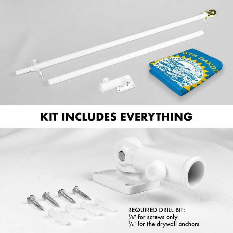 UD_G128 Combo Pack: 6 Ft Tangle Free Spinning Flagpole (White)