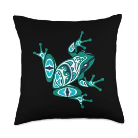 Native American Indian Style Art Frog Pacific Northwest Throw Pillow