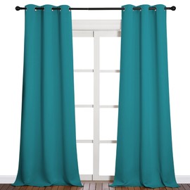 NICETOWN NICETOWN Room Darkening Curtains 90 inch Length 2 Panels, Thermal Insulated Grommet Blackout Curtains for Modern Casual Elegant Bedroom Kids Room Theme Decoration (Peacock Teal, 2 Pieces, W42)