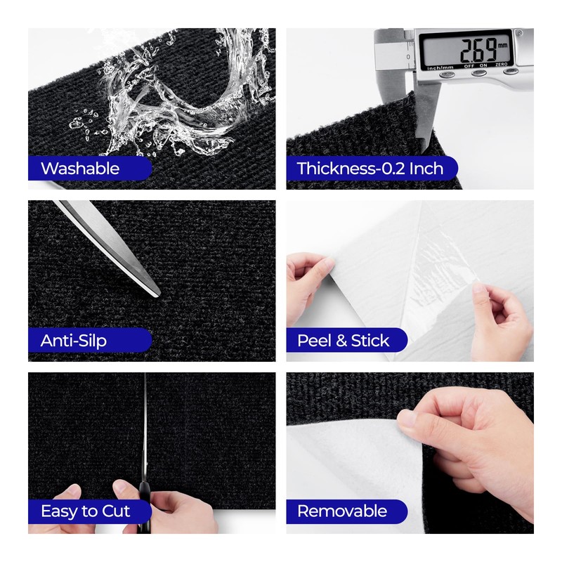 FunStick 24"x160" Large Black Carpet Roll with Padding Attached for