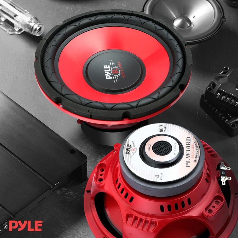 Pyle Car Vehicle Subwoofer Audio Speaker - 10 Inch Red