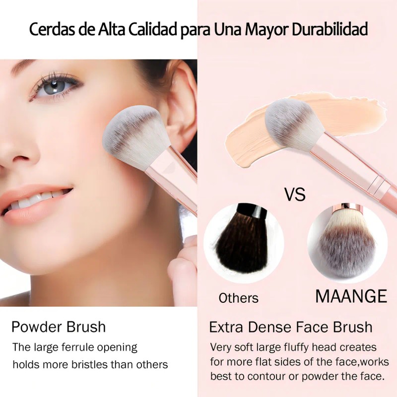 Brochas De Maquillaje Kit 20 Pcs Para Maquillaje Profesional Rosa