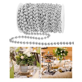 ABONDEVER Rollo de abalorio de árbol de Navidad de 60.5 pies para decoración de árbol de Navidad, fiesta, boda, suministros de decoración (plata)