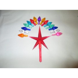 3/16 inch diameter stem Vintage Ceramic Christmas Tree lights, bulbs  Lg  Red Star w 15 Med Twists