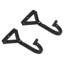 The Metal Magician Single Prong Wrought Iron Hooks, Vintage Hand Forged Iron Classic Hook Set – Rustic Curved Metal Fasteners – Decorative Colonial Wall Décor Knot Hook Black (Set of 2)