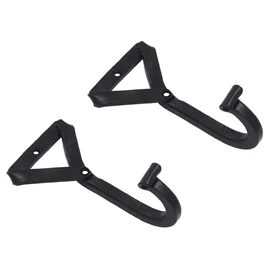 The Metal Magician Single Prong Wrought Iron Hooks, Vintage Hand Forged Iron Classic Hook Set – Rustic Curved Metal Fasteners – Decorative Colonial Wall Décor Knot Hook Black (Set of 2)