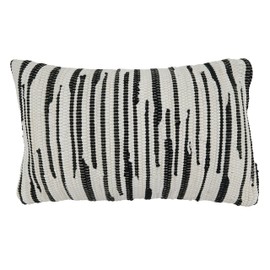 SARO LIFESTYLE Zèbre Collection Zebra Chindi Throw Pillow Cover, 14"x23", Black & White