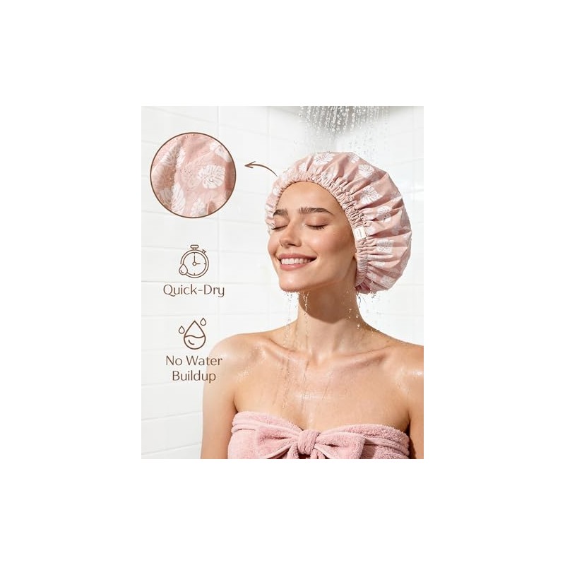 Yanibest Gorro Ducha Forro Satén Mujer Reutilizable Impermeable Antiencrespamiento Gran
