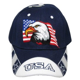 Trade Winds Waving USA American Bald Eagle White Bill Navy Blue Embroidered Cap CAP679 Hat