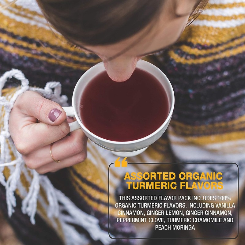 Tipson Organic Turmeric Variety Sampler - 6 Flavors (60 Tea