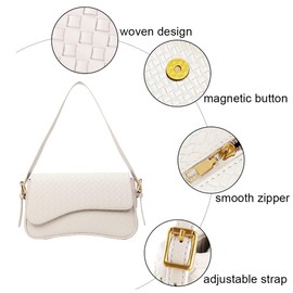 AndThere Woven Leather Clutch Bag for Women Handbags Small Shoulder Bag Hobo Woven Crossbody Bags with Magnetic Buckle Ladies Handbag Mini Clutch Purse for Party Prom Wedding