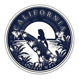 Squiddy California State Circle Round - Vinyl Sticker Decal for Phone, Laptop, Water Bottle (3" Wide)