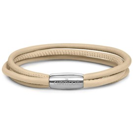 Chamoon® Premium Leather Bracelet for Women, Magnetic Closure, Stainless Steel, with Charms, Expandable, Stainless Steel, beige