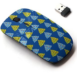 2.4G Wireless Mouse with Cute Pattern Design for All Laptops and Desktops with Nano Receiver - Christmas Tree Wallpaper