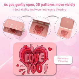 LOMIPOP Animated Greeting Card with dynamic pic inside, 6.1 * 4.8in Individual Handmade Happy Birthday Greeting Card,with Envelope & Printed Message Inside (Valentine Pink Heart)
