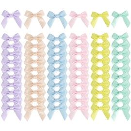 AIMUDI AIMUDI Pastel Satin Ribbon Bows 2" Self Adhesive Satin Bows for Gift Wrapping Premade Satin Bows with Double-Sided Tape for Making Crafts Baby Shower Birthday Party Wedding Easter Decorations, 60 PCs