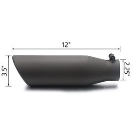 LCGP 2.25 Inch Inlet Exhaust Tip 2.25" x 3.5" x 12" Black Exhaust Tailpipe, Universal for Car Truck with Bolt On Design