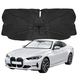 EcoNour Umbrella Windshield Sun Shade for Car | Foldable Umbrella Sun Shield | UV & Heat Protection for Front Window Shade with Storage Pouch | Fits Sedans Truck & SUVs | Medium 57"x 33"