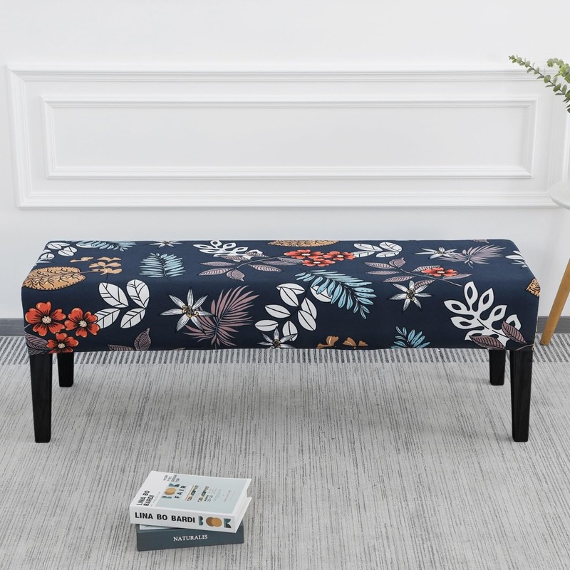SPRINGRICO Stretch Dining Bench Cover, Removable Bench Slipcover Washable Bench