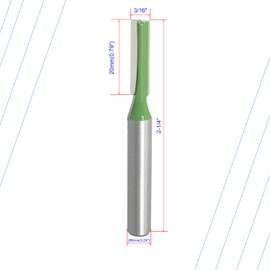 Aopin Router Bit 3/16" Cutting Dia 6mm Shank Dia Double Flute Straight Bit Carbide for Woodworking Milling Cutter Tool, Green, Silver, 2Pcs