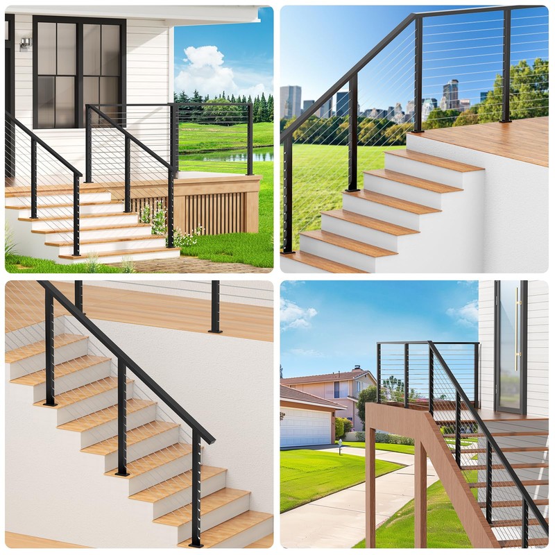 Gyykzz 42" Cable Railing Stair Post for 28-38 Degrees Stairway,