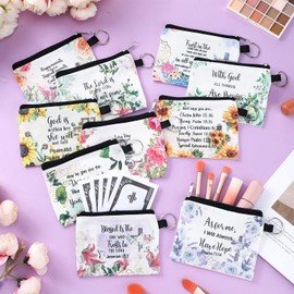 Sweetude 30 Pcs Christian Small Coin Purse for Women Bulk Church Gift Mothers Day Gifts Inspirational Bible Verse Religious Coin Purse Mini Pouches Wallet Bag with Zipper for Travel Women Girls