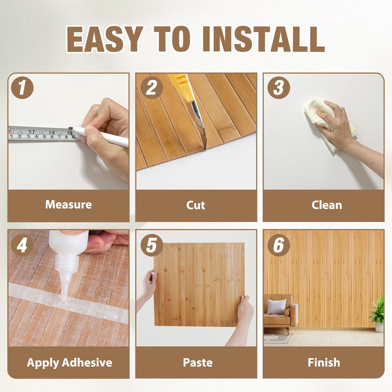 EYAYEN Natural Bamboo Wall Panel for Interior Wall Decor, Pole
