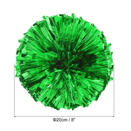 PATIKIL Cheerleading Pom Poms, 2 Pack PET Cheer Pom with Finger Holes for Sport Game Team Spirit Fun Dance Stage Events, Green