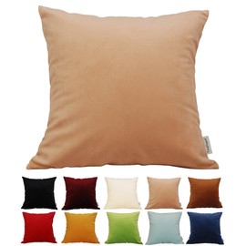 TangDepot Solid Velvet Throw Pillow Cover/Euro Sham/Cushion Sham, Super Luxury Soft Pillow Cases, Many Color & Size Options - (18"x18", Camel)