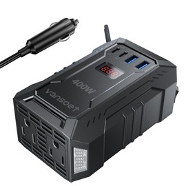 400W Car Power Inverter DC 12V to 110V AC Inverter with PD 30W/15W+2*USB A Ports & 2 AC Outlets for Laptop/Phone/Road Trip