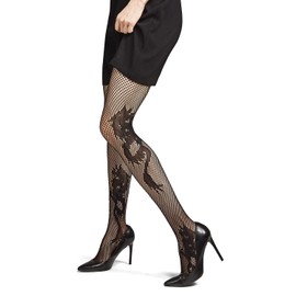 Natori Women's -203 Dragon Toss Net Tights, NAT, Black, XL