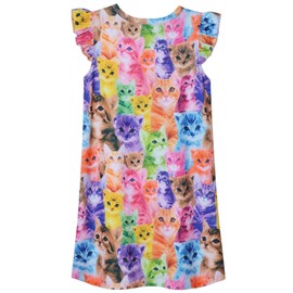 Jxstar Nightgowns for Toddler Girls Flutter Sleeve Cotton Sleepwear Night Dresses