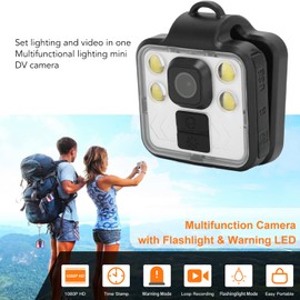Zunate Action Kamera, IP65 wasserdichte HD Nachtsichtkamera, Multifunktionale Beleuchtete DV Kamera, Kontinuierliche Videoaufnahme, für Outdoor Sport, Reisen(Schwarz)