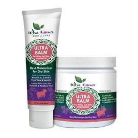 Ultra Balm Daily Moisturizer For Dry Itchy Skin, Psoriasis and Eczema Relief That Contains Lanolin, Vitamins A, D & E, Aloe Vera, To Moisturize Face, Body, Dry Hands & Cracked Heels (Unscented)
