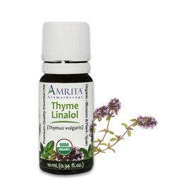 Amrita Aromatherapy Organic Thyme, Linalol Essential Oil, 100% Pure Undiluted Thymus vulgaris, Therapeutic Grade, Premium Quality Aromatherapy Oil, Tested & Verified, 10ML