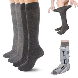 4 Pairs of Seamless Sensory Socks for Walking Boots - Breathable Medical Tube Socks, Orthopaedic Replacement Stockings for Air Cam Walker, Fracture Boots & Post-Operative Leg Care